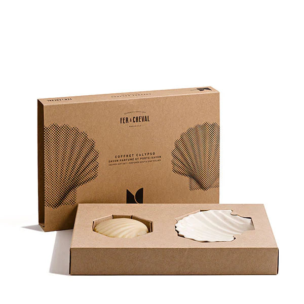 Coffret Monochromic - Savon + porte-savon coquillage